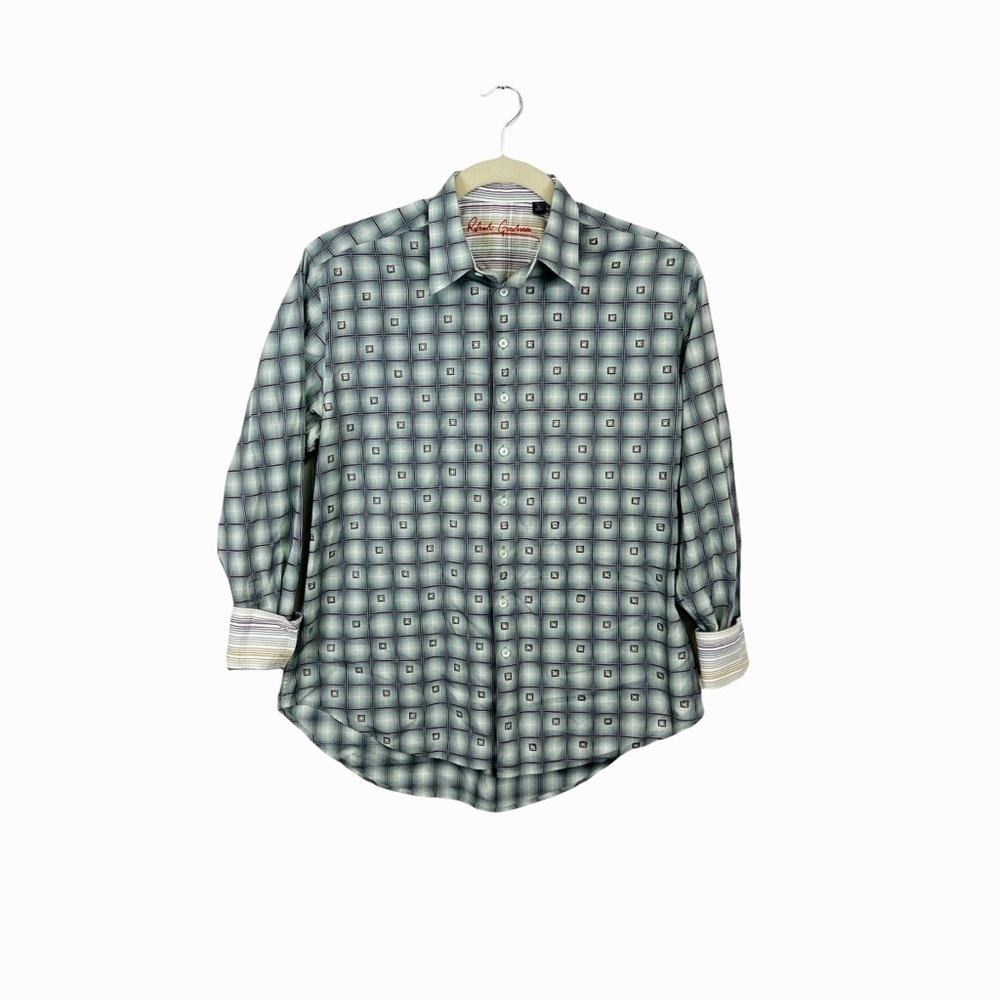 Robert Graham‎ Long Sleeve Shirt Check Print Green Purple Men’s Size Large